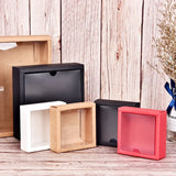 elvesmall  10pcs Square Kraft Paper Flip Box Transparent Frosted PVC Cover Carton Candy Desserts Cosmetic Soap Storage Packaging Boxes