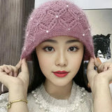 elvesmall Women Winter Hat High Elasticity Streetwear Warm Anti-shrink Women Winter Cap Women Beanie For Holiday