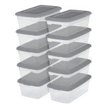 elvesmall Sterilite Set of (10) 6 Qt. Clear Plastic Storage Boxes with Gray Lids
