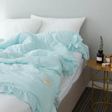 elvesmall Summer Blanket Cool Blanket Korean style  ruffled  spring  autumn solid color air conditioning blanket, 담요 cool duvet sheet