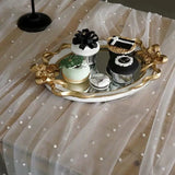 elvesmall  Pearl Yarn Table Path Wedding Decoration Tulle Tablecloth Party Rectangular Table Runner Background Ornament Dining Accessories
