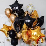 elvesmall 18pcs/set 18inch Orange Stars Foil Balloons Gold Confetti Black Latex Ball Halloween Kids Birthday Party Decors Inflate Balls