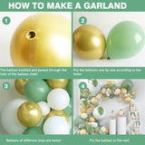 elvesmall  Avocado Green Gold Balloon Garland Arch Kit Wedding Birthday Party Kids Baby Shower Decor 1st Birthday Confetti Letax Ballons