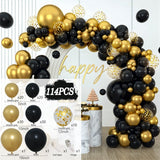 elvesmall Black Gold Balloon Garland Arch Kit Confetti Latex Ballon Birthday Party Decor Adult Graduation Baloon Wedding Decor Baby Shower