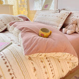 elvesmall  Winter Thickened Warm Flannel Queen Bedding Set Home Textile Cartoon Cute Duvet Cover Sheet Pillowcase 4pcs Luxury Bed Linen Set