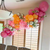 elvesmall 126pcs Hot Pink Orange Metallic Silver Balloon Garland Arch Kit for Summer Wedding Birthday Party Decorations Baby Shower Supply