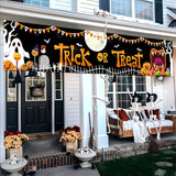 elvesmall Halloween Trick Or Treat Banner Happy Halloween Decoration For Home Pumpkin Bat Ghost Print Backdrop Horror Party Suppiles