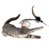 elvesmall  180cm Stretchable Simulation Feather Interactive Cat Toys Replaceable Feather Cat Stick Toys KittenTeaser Wand Toys Cat Supplies