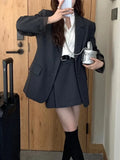 srczz Korean Fashion Women Vintage Chic Blazer Two Pieces Set Casual Loose Jackets Coat Mini Skirts Suit Female Elegant Formal Outfits