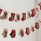 elvesmall 2.6M Christmas Wool Felt Hanging Flag Banner Letter Triangle Pendants Wall Stockings Gloves Bunting For Xmas Home Decoration