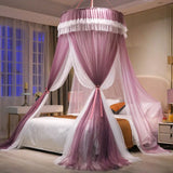 elvesmall Universal Elegant Tulle Dome Bedroom Mosquito Net, Romantic Lace, Solid Color, Double Bed, Home Decoration Mosquito Net