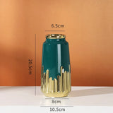 elvesmall  Decorative Home hydroponic flower arrangement electric gold-plated green ceramic vase Modern decorative vase light luxury ins