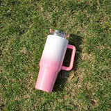 elvesmall  -  1pc 40oz Thermos Bottle Vaccuum Bottle Stainless Steel Cup Thermal Water Bottle with Handle Rainbow Thermal Mug Car Leakproof
