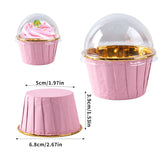 elvesmall  25/50pcs Foil Cupcake Liners Heat Resistant Aluminum Cake Cups Round Baking Cups with Lids Kitchen Wedding birthday Party Supply