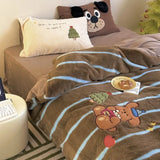 elvesmall -  High-end Embroidered Autumn Winter Warm Bedding Set Soft Warm Artificial Rabbit Velvet Duvet Cover Set Warmth Blanket Cover Sets