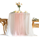 elvesmall  Pearl Yarn Table Path Wedding Decoration Tulle Tablecloth Party Rectangular Table Runner Background Ornament Dining Accessories