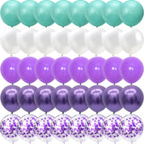 elvesmall 40PCS The Mermaid Theme Party Purple Blue Confetti Balloons Halloween Christmas New Year's Birthday Party Decorations Globos
