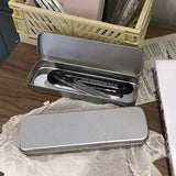 elvesmall  1pc Metal Pencil Pen Box Fountain Pen Case Storage Gift Box Tinplate Box Pencil Stationery Organizer Large Capacity Rectangular