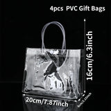 elvesmall 4pcs Transparent Tote bag Christmas Party Gifts Bag Wedding Birthday Party Decoration Candy Bags Kids Birthday Packing Bag