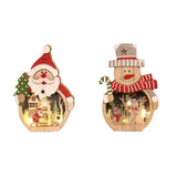 elvesmall  LED Luminous Santa Claus Snowman Wooden Ornament Christmas Decorations Xmas Desktop Glowing Gift Home Decoration Party Supplies