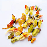 elvesmall  12pcs/set 3D Double-layer Butterfly Wall Stickers with Magnet PVC Butterflies Refrigerator Stickers Home Wedding Christmas Decor