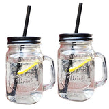 elvesmall  -  450ml Mason Jar Mugs with Handles Old Fashioned Glass Bottle Juice Drink Clear Glass Water Bottle With Cover Straw Drinkware Cup