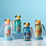 elvesmall  -  1pc 400ml Kids Water Sippy Cup With Straw Cartoon Leakproof Water Bottles Outdoor Portable Drink Bottle Children's Lovely Cup