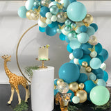 elvesmall 133Pcs Balloons Garland Arch Kit Latex Blue Green Balloons Turquoise Sequined Balloon with Butterfly Birthday Party Supply
