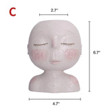 elvesmall Creative Face Flower Pot Head Planter Pot Succulent Planter Resin Art Statue Sculpture Potted Decorative Ornaments Vase