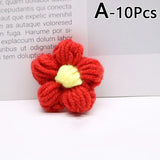 elvesmall 4.5cm Hand-knitted Flower Puff Flower Milk Cotton Wool Hand Hook Flower DIY Hairpin Clothing Accessory Shoes Hats Craft Supplies