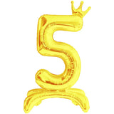 elvesmall  32 Inch Silver Crown Standing Number Aluminum Film Balloon Baby Birthday Party Photo Decoration Props