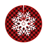 elvesmall 90cm Christmas Tree Skirt Red Rustic Snowflake Santa Claus Printed Xmas Tree Carpet Christmas Decor Mat New Year Decor For Home