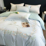 elvesmall Flower Embroidery 100 Cotton Bedding Set 220x240 High Quality King Size Duvet Cover Set 240x220 Twill Pure Cotton Bedding Sets