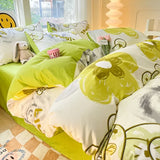elvesmall Floral Botanical Duvet Cover Set Cotton Pink Bows Reversible Bedding for Girls Women Farmhouse Aesthetic Garden for All Seasons