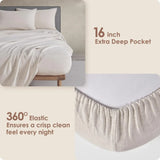 elvesmall  100% pure linen bed sheet set, breathable and durable, suitable for hot sleepers, 4 piece set - 1 sheet, 1 sheet, 2 pillowcases
