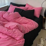 elvesmall Nordic Princess Pink Bedding Set Girls Adults Twin Full Queen Size Bed Flat Sheet Duvet Cover Pillowcases Solid Color Bed Linen