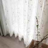 elvesmall  Embroidered Linen Sheer Curtains for Living Room Bedroom Floral White Tulle Curtain for Kitchen Voile Curtain Blind Panels Decor