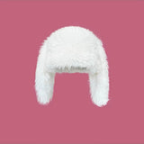 elvesmall Y2k Rabbit Ears Plush Hats Cute Girls Winter Beanie Pullover Cap Women Lolita Thickened Warm Funny Party Photography Fleece Hats