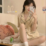 elvesmall  Polka Dot Sleepwear Women Pajama Sets Summer Pocket Piiama Sets for Women 2 Pieces Home Suit Korean Night Wears Pyjamas New