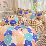 elvesmall Ins Pink Princess Lace Love Heart Duvet Cover Pillowcase and Bed Skirt Sheet for Girls Bedding Linen 4pcs Home Textiles