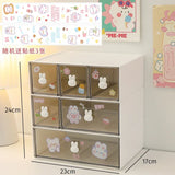 elvesmall Drawer Type Desktop Storage Box Set Student Ins Stationery Transparent Acrylic Dormitory Desk Organizer Shelf Send Cute Stickers