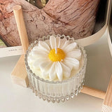 elvesmall Daisy Blossoming Scented Candles Ins Flower Aroma Candle Cute Girl's Day Gift Glass Jar Candle Crown Aromatherapy Gifts Set