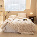 elvesmall Thicken Luxury Faux Fur Blanket Double Layer Winter Rabbit Fur Plush Plaid for Bed Cushion Cover Home Throw Blankets Bedspread