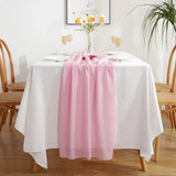 elvesmall  10PCS French Chiffon Table Runner Simple Solid Color Table Path Wedding Banquet Party Home Decoration Polyester Semitransparent