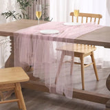 elvesmall  Pearl Yarn Table Path Wedding Decoration Tulle Tablecloth Party Rectangular Table Runner Background Ornament Dining Accessories