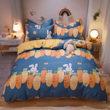 elvesmall Cute Beautiful 100% Cotton Bedding Set: 1 Duvet Cover 2 Pillowcases 1 Fitted Sheet, Soft Breathable for Single or Couple Bed