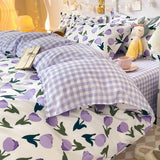 elvesmall Fashion Duvet Cover Set Korean Ins Style 2024 New Flat Sheet Pillowcase No Filler Kids Adult Bedding Set Twin Queen Bed Linen