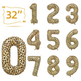 elvesmall  1Pcs 32 Inch Cheetah Leopard Print Digital Aluminum Film Balloon 1-9 digital Balloon Kids Jungle Safari Birthday Party Decoratio