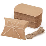 elvesmall 50PCS Pillow Candy Box Hemp Rope Kraft Paper Gift Packaging Paper Box Candy Bag DIY Christmas Wedding Birthday Party Decoration