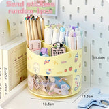 elvesmall Cute Rotating Pen Holder Desktop Drawer Stationery Box Case School Office Desk Kawaii Stationery Storage Box Organizer Stickers